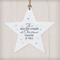 (image for) Personalised 'Special Couple' Wooden Star Decoration