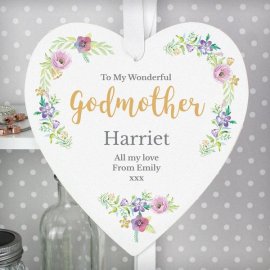 (image for) Personalised Any Role 'Floral Watercolour' 22cm Large Wooden Heart