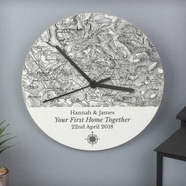 (image for) Personalised 1805 - 1874 Old Series Map Compass Wooden Clock