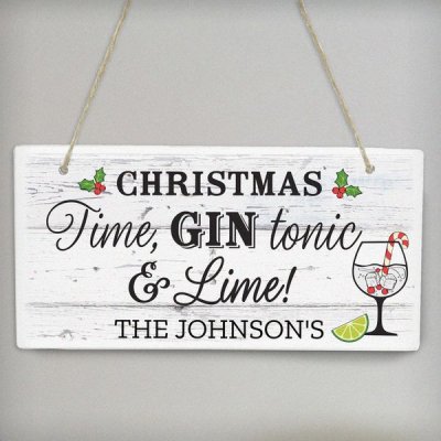 (image for) Personalised Christmas Gin Wooden Sign