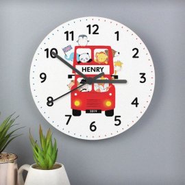 (image for) Personalised London Animal Bus Wooden Clock