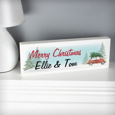 (image for) Personalised 'Driving Home For Christmas' Wooden Block Sign