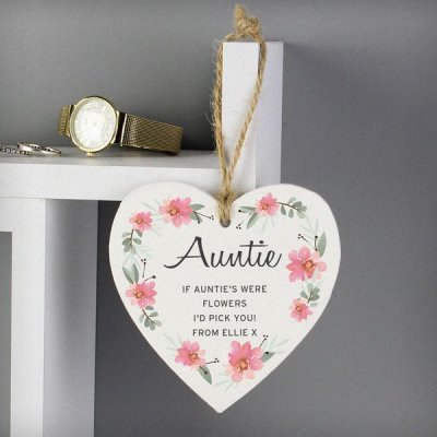 (image for) Personalised Floral Sentimental Wooden Heart Decoration
