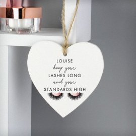 (image for) Personalised Eyelash Wooden Heart Decoration
