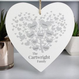 (image for) Personalised Family Tree Large Wooden Heart