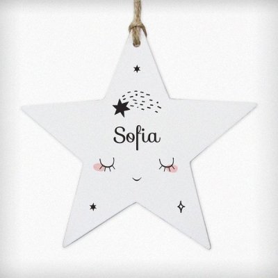 (image for) Personalised Baby Moon Wooden Star Decoration