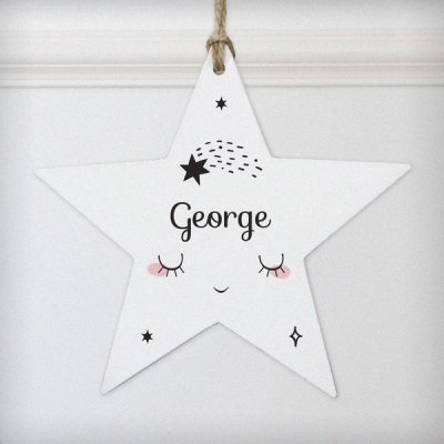 (image for) Personalised Baby Moon Wooden Star Decoration