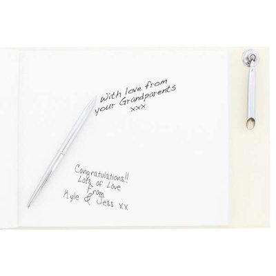 (image for) Personalised Hardback Guest Book & Pen Hearts Design