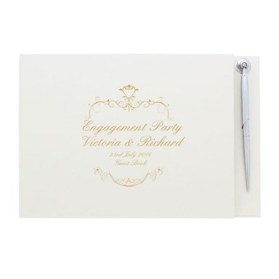 (image for) Personalised Gold Ornate Swirl Guest Book & Pen