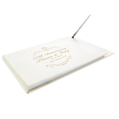 (image for) Personalised Gold Ornate Swirl Guest Book & Pen