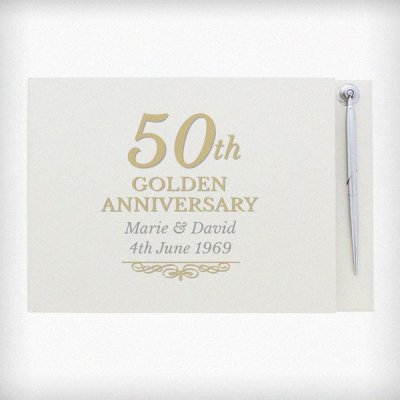 (image for) Personalised 50th Golden Anniversary Hardback Guest Book & Pen