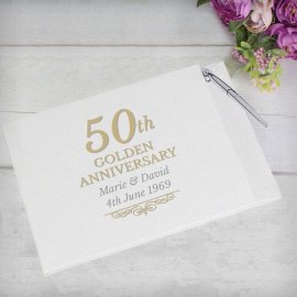 (image for) Personalised 50th Golden Anniversary Hardback Guest Book & Pen