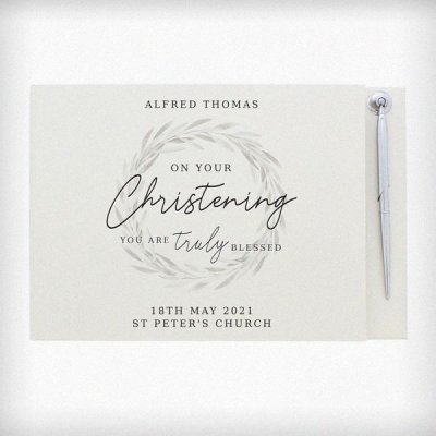 (image for) Personalised 'Truly Blessed' Christening Hardback Guest Book & Pen