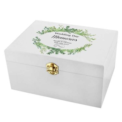 (image for) Personalised Fresh Botanical White Wooden Keepsake Box