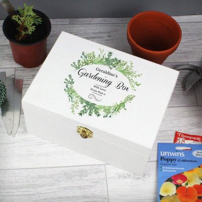 (image for) Personalised Fresh Botanical White Wooden Keepsake Box