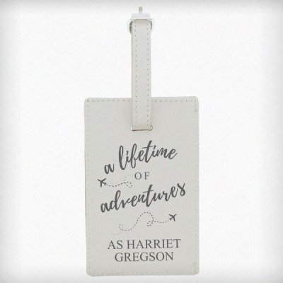 (image for) Personalised 'Lifetime of Adventures' Cream Luggage Tag