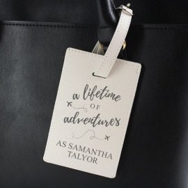 (image for) Personalised 'Lifetime of Adventures' Cream Luggage Tag