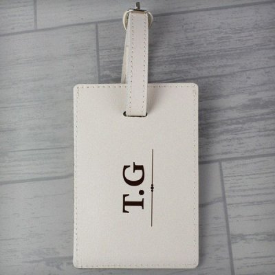 (image for) Personalised Classic Initials Cream Luggage Tag