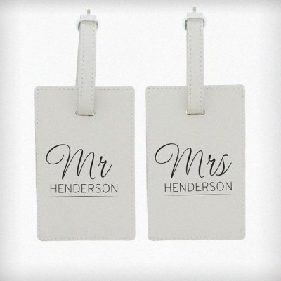(image for) Personalised Mr & Mrs Classic Cream Luggage Tags