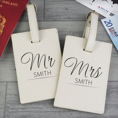 (image for) Personalised Mr & Mrs Classic Cream Luggage Tags
