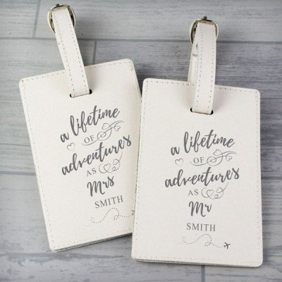 (image for) Personalised 'Lifetime of Adventures' Mr and Mrs Luggage Tags