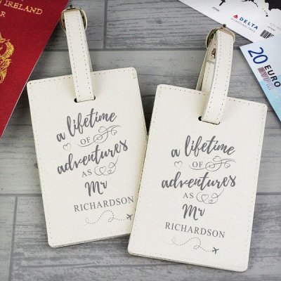 (image for) Personalised 'Lifetime of Adventures' Mr and Mrs Luggage Tags