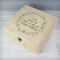 (image for) Personalised Floral Wreath Large Wooden Keepsake Box
