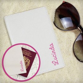 (image for) Personalised Pink Name Island Cream Passport Holder