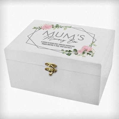 (image for) Personalised Abstract Rose White Wooden Keepsake Box