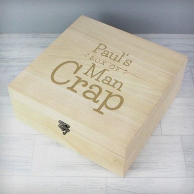 (image for) Personalised Box of Man Crap Large Wooden Keepsake Box