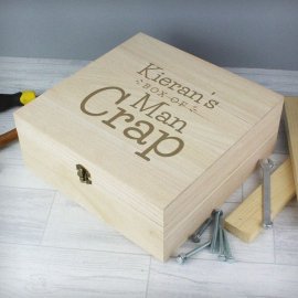 (image for) Personalised Box of Man Crap Large Wooden Keepsake Box