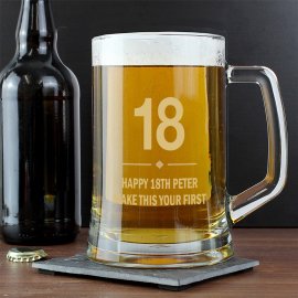 (image for) 18th Birthday Gift Big Age Glass Pint Stern Tankard