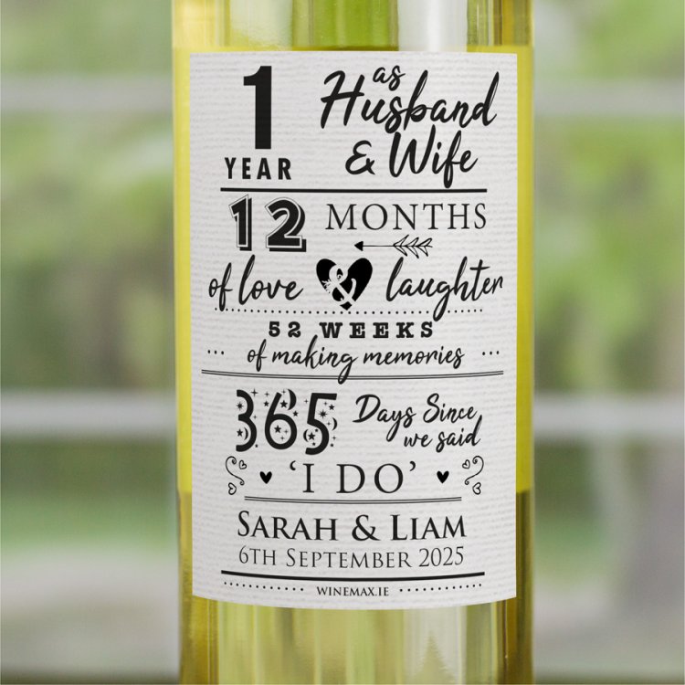 (image for) 1st Anniversary Gift Personalised Wine Gift - Click Image to Close