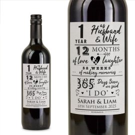 (image for) 1st Anniversary Gift Personalised Wine Gift
