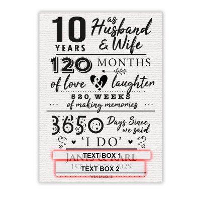 (image for) 10 Year Anniversary Gift Personalised Wine Gift