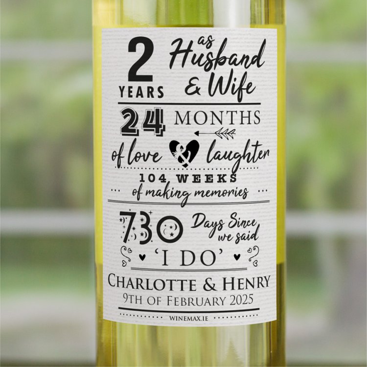 (image for) 2 Year Anniversary Gift Personalised Wine Gift - Click Image to Close