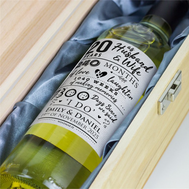 (image for) 20 Year Anniversary Gift Personalised Wine Gift - Click Image to Close