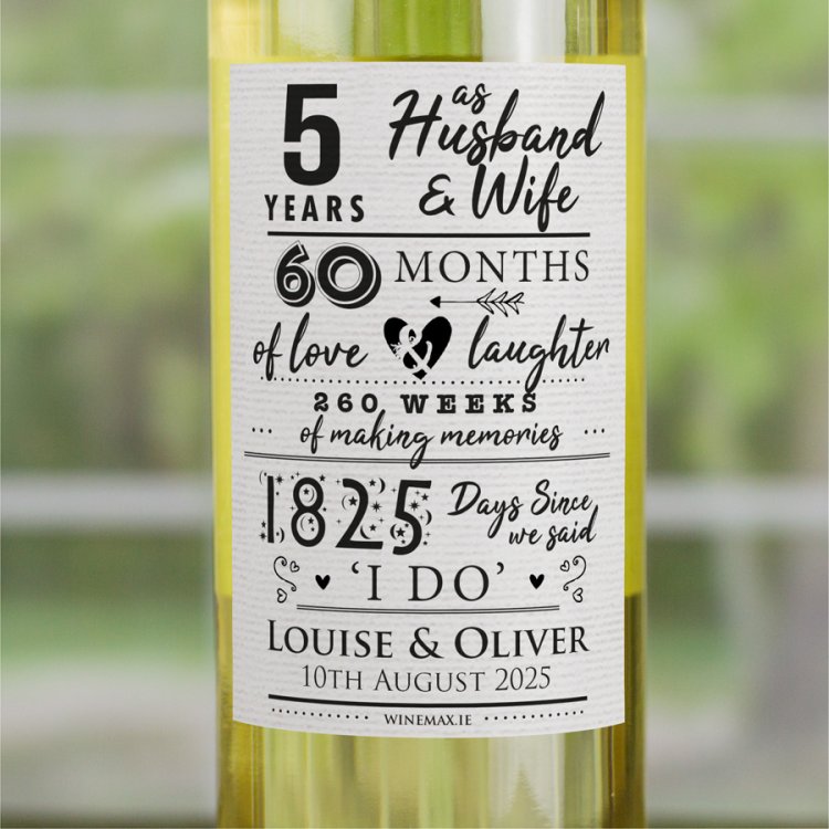 (image for) 5 Year Anniversary Gift Personalised Wine Gift - Click Image to Close