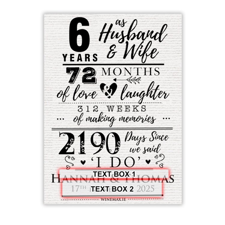 (image for) 6th Anniversary Gift Personalised Wine Gift - Click Image to Close