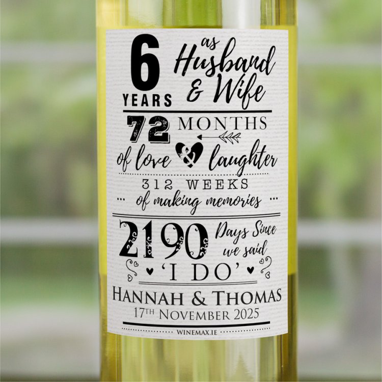 (image for) 6th Anniversary Gift Personalised Wine Gift - Click Image to Close