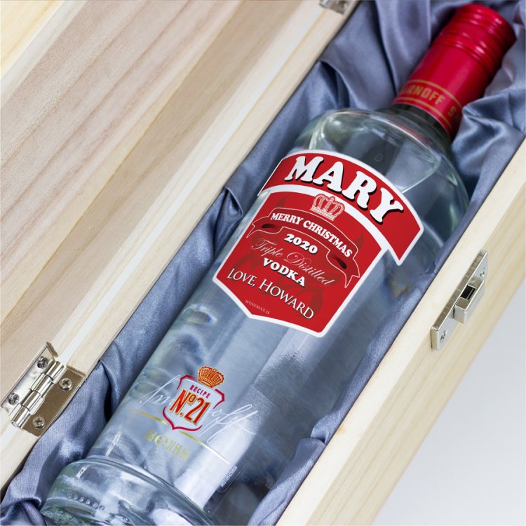 (image for) Personalised Christmas Gift Smirnoff Vodka Bottle Age 70cl - Click Image to Close