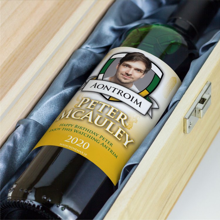 (image for) Antrim GAA Fan Personalised Wine Gift - Click Image to Close