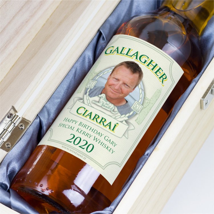 (image for) Kerry GAA Whiskey & Engraved Wooden Box Gift Set - Click Image to Close