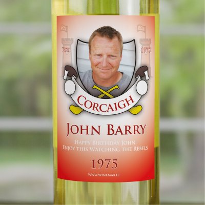 (image for) Cork GAA Fan Birthday Present Personalised Wine Gifts