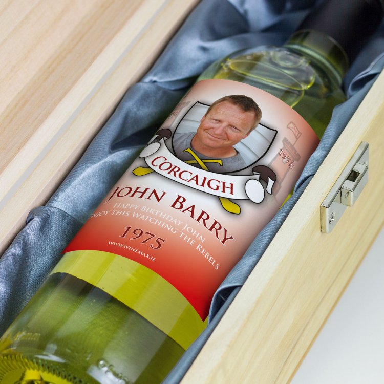 Modal Additional Images for Cork GAA Fan Birthday Present Personalised Wine Gifts