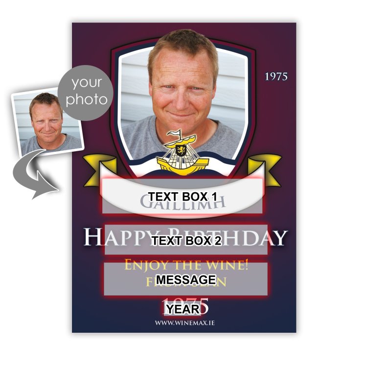 (image for) Galway GAA Birthday Gift Personalised Wine - Click Image to Close