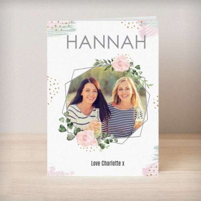 (image for) Personalised Floral Abstract Photo Upload Card