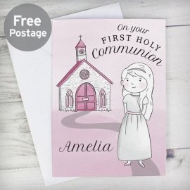 (image for) Personalised Girls First Holy Communion Card