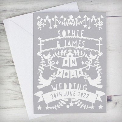 (image for) Personalised Grey Papercut Style Card