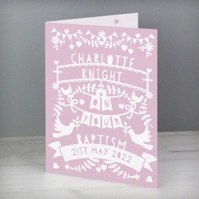 (image for) Personalised Pink Papercut Style Card